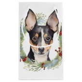 Rat Terrier Christmas Wreath Festive Pup Kleine Geschenktüte (Rückseite)