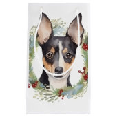 Rat Terrier Christmas Wreath Festive Pup Kleine Geschenktüte (Vorderseite)
