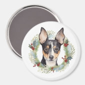 Rat Terrier Christmas Wreath Festive Pup Magnet (Vorderseite/Rückseite)