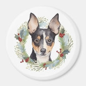 Rat Terrier Christmas Wreath Festive Pup Magnet (Vorne)