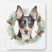 Rat Terrier Christmas Wreath Festive Pup Mousepad (Vorne)