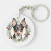 Rat Terrier Christmas Wreath Festive Pup Schlüsselanhänger (Rückseite)