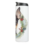 Rat Terrier Christmas Wreath Festive Pup Thermosbecher (Nach rechts gedreht)