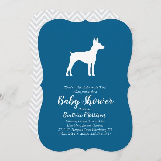 Rat Terrier Dog Baby Shower Blue Boy Einladung (Vorne/Hinten)