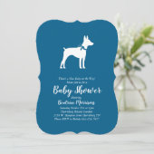 Rat Terrier Dog Baby Shower Blue Boy Einladung (Stehend Vorderseite)