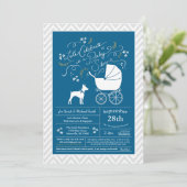 Rat Terrier Dog Baby Shower Blue Boy Einladung (Stehend Vorderseite)