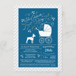 Rat Terrier Dog Baby Shower Blue Boy Einladung