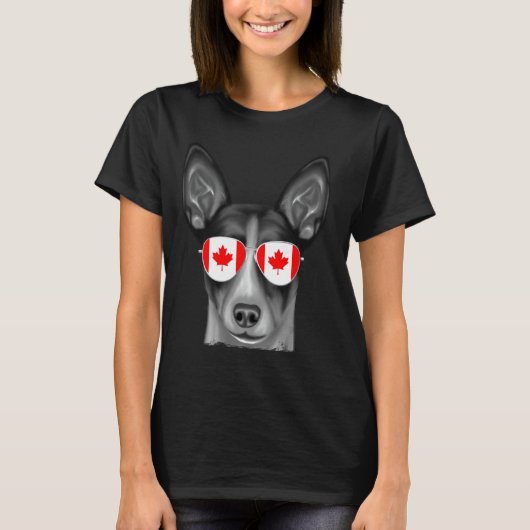 Rat Terrier Dog Canada Flag Sonnenbrille T-Shirt (Vorderseite)
