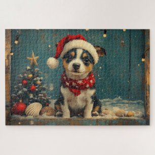 Rat Terrier Dog Christmas Vintag Beach Puzzle
