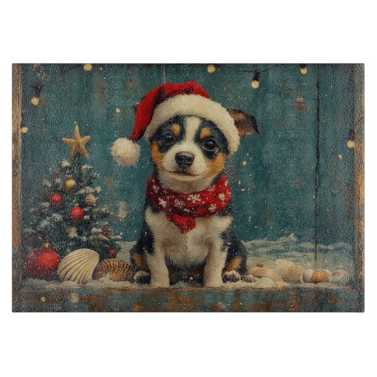 Rat Terrier Dog Christmas Vintag Beach Schneidebrett (Vorderseite)