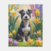 Rat Terrier Dog Frühlingsblumen Malerei Fleecedecke (Vorderseite)