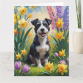 Rat Terrier Dog Frühlingsblumen Malerei Karte (Vorderseite)