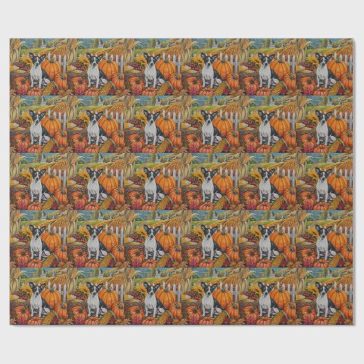 Rat Terrier Dog Herbsternte Erntedank Geschenkpapier (Flach)