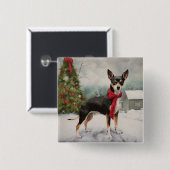 Rat Terrier Dog im Schnee Weihnachten Button (Vorne & Hinten)