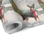 Rat Terrier Dog im Schnee Weihnachten Geschenkpapier (Rolleneckpunkt)