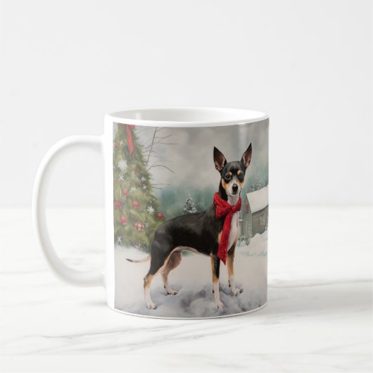 Rat Terrier Dog im Schnee Weihnachten Kaffeetasse (Links)