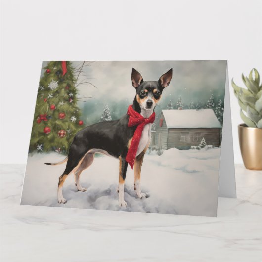 Rat Terrier Dog im Schnee Weihnachten Karte (Kleine Pflanze)