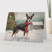 Rat Terrier Dog im Schnee Weihnachten Karte (Vorderseite)