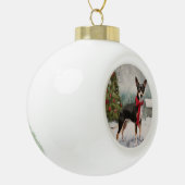 Rat Terrier Dog im Schnee Weihnachten Keramik Kugel-Ornament (Links)