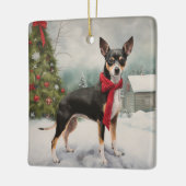 Rat Terrier Dog im Schnee Weihnachten Keramikornament (Links)