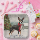 Rat Terrier Dog im Schnee Weihnachten Pappteller (Party)