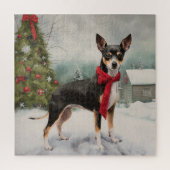 Rat Terrier Dog im Schnee Weihnachten Puzzle (Vertikal)