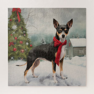 Rat Terrier Dog im Schnee Weihnachten Puzzle