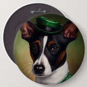 Rat Terrier Dog in St. Patrick's Day Dress Button (Vorne & Hinten)