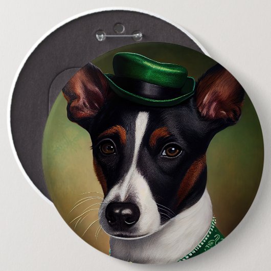 Rat Terrier Dog in St. Patrick's Day Dress Button (Vorne & Hinten)