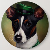 Rat Terrier Dog in St. Patrick's Day Dress Button (Vorderseite)