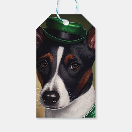 Rat Terrier Dog in St. Patrick's Day Dress Geschenkanhänger (Rückseite)