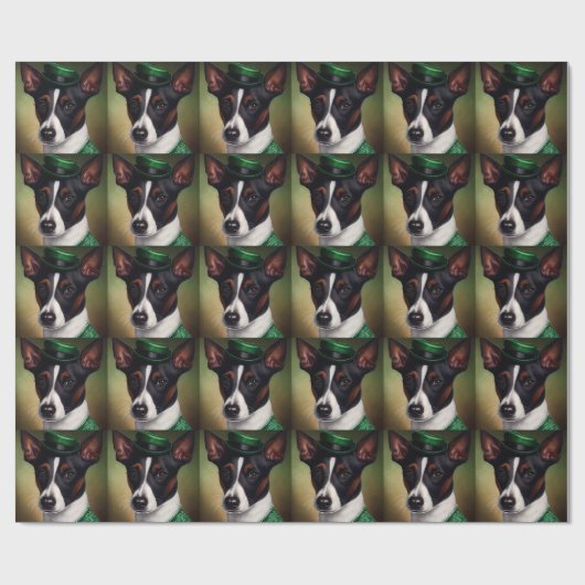 Rat Terrier Dog in St. Patrick's Day Dress Geschenkpapier (Flach)