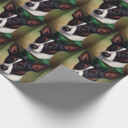 Rat Terrier Dog in St. Patrick's Day Dress Geschenkpapier (Ecke)