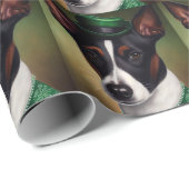 Rat Terrier Dog in St. Patrick's Day Dress Geschenkpapier (Rolleneckpunkt)