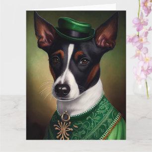 Rat Terrier Dog in St. Patrick's Day Dress Karte