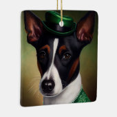 Rat Terrier Dog in St. Patrick's Day Dress Keramikornament (Rechts)