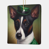 Rat Terrier Dog in St. Patrick's Day Dress Keramikornament (Links)