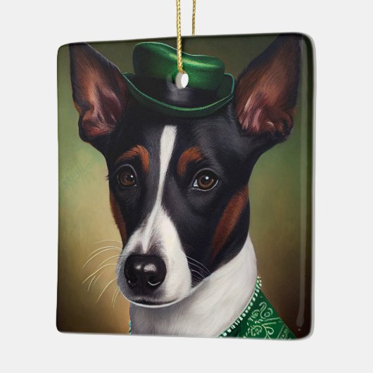 Rat Terrier Dog in St. Patrick's Day Dress Keramikornament (Links)
