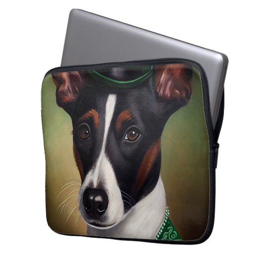 Rat Terrier Dog in St. Patrick's Day Dress Laptopschutzhülle (Vorderseite Links)