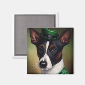 Rat Terrier Dog in St. Patrick's Day Dress Magnet (Vorderseite/Rückseite)