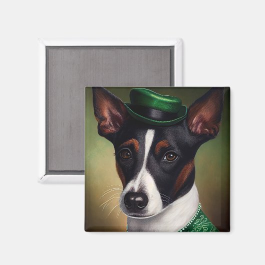 Rat Terrier Dog in St. Patrick's Day Dress Magnet (Vorderseite/Rückseite)