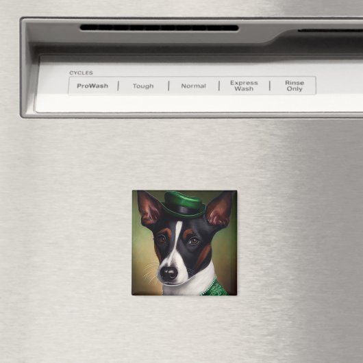 Rat Terrier Dog in St. Patrick's Day Dress Magnet (In Situ (Geschirrspüler))