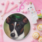 Rat Terrier Dog in St. Patrick's Day Dress Pappteller (Party)
