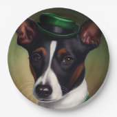 Rat Terrier Dog in St. Patrick's Day Dress Pappteller (Vorderseite)