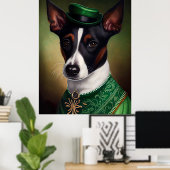 Rat Terrier Dog in St. Patrick's Day Dress Poster (Heimbüro)