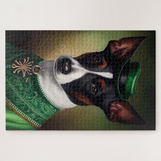 Rat Terrier Dog in St. Patrick's Day Dress Puzzle (Horizontal)