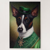 Rat Terrier Dog in St. Patrick's Day Dress Puzzle (Vertikal)