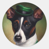 Rat Terrier Dog in St. Patrick's Day Dress Runder Aufkleber (Vorderseite)