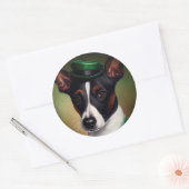 Rat Terrier Dog in St. Patrick's Day Dress Runder Aufkleber (Umschlag)