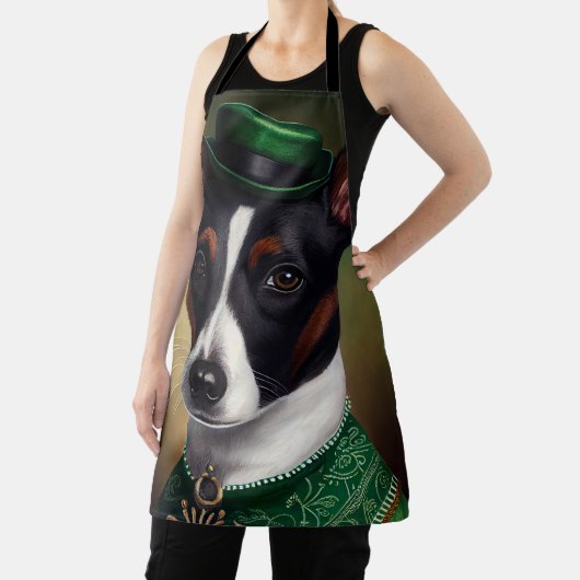 Rat Terrier Dog in St. Patrick's Day Dress Schürze (InSitu)